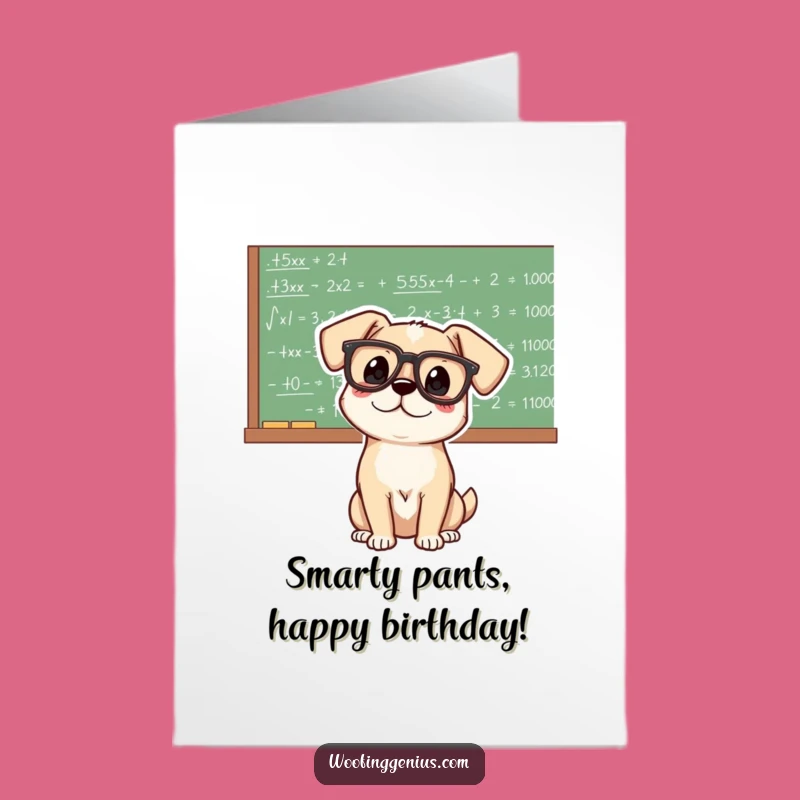 Free Printable Funny Birthday Card: Genius Dog With Equations, Hilarious Downloadable Gift
