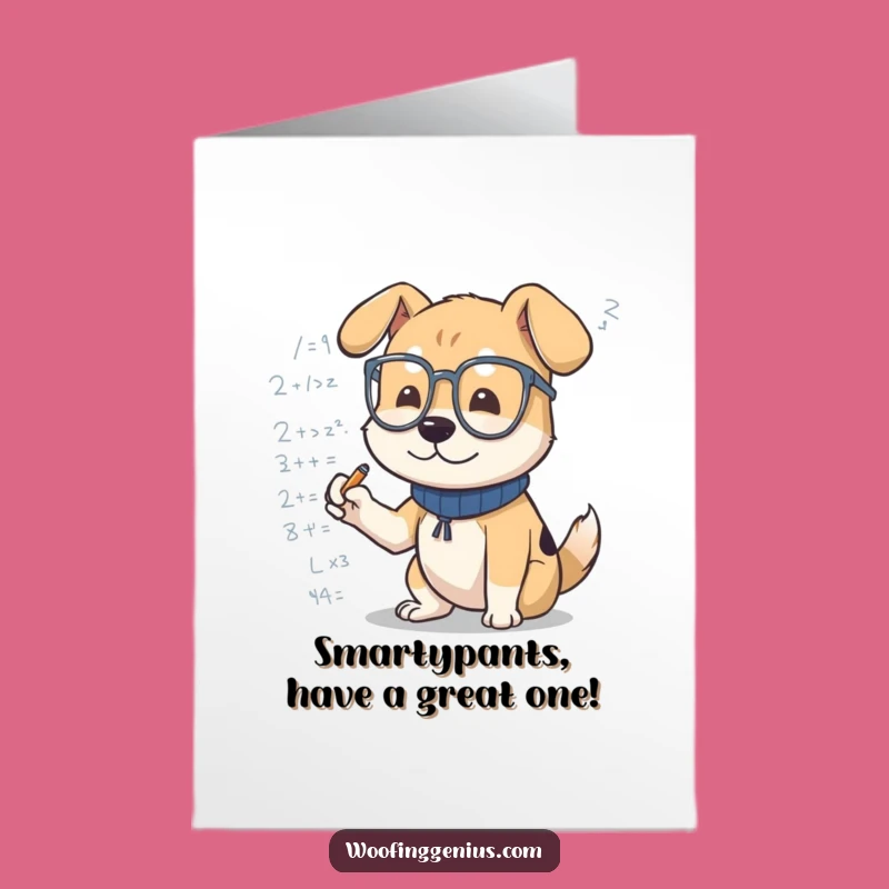 Free Printable Birthday Card: Smart Scribbling Dog Funny Downloadable Greeting!