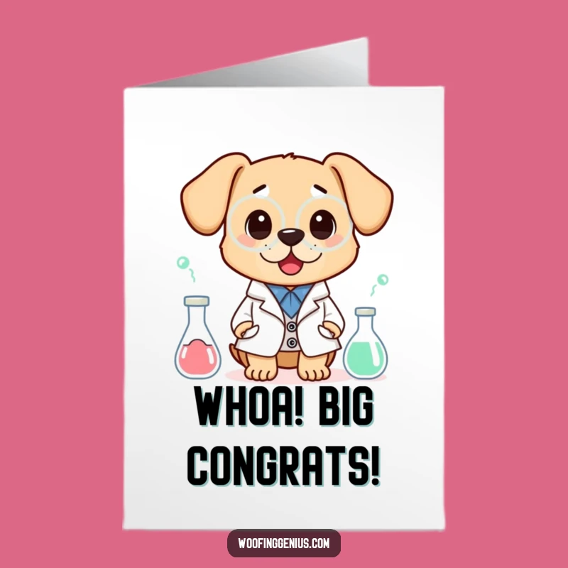 Free Printable Congrats Card: Mad Scientist Dog - Experiment Gone Wild Downloadable
