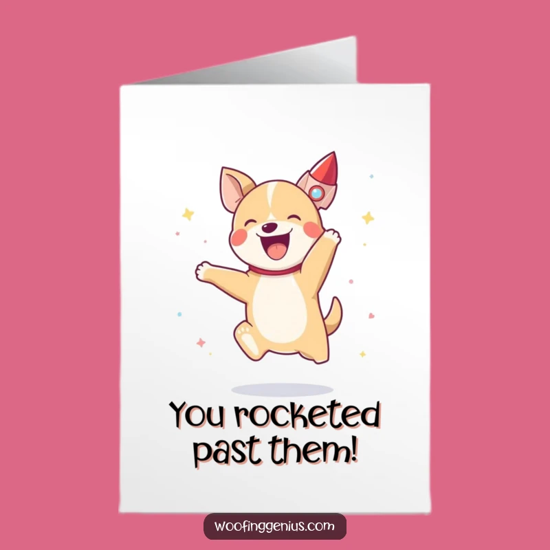 Free Printable Dog Rocket Launch Card - Congrats!