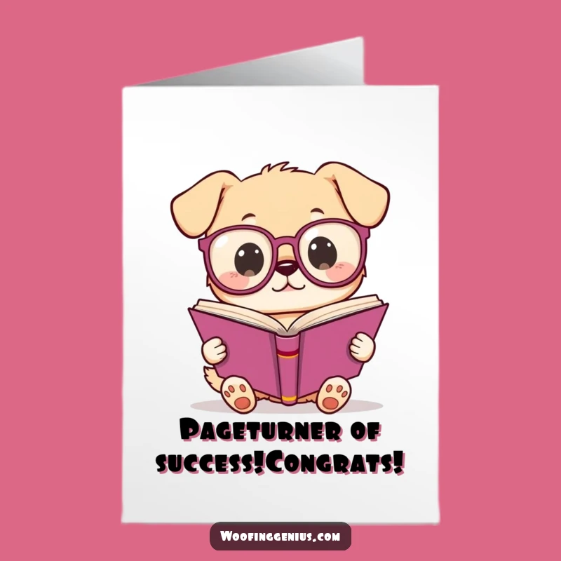 Free Printable Kawaii Dog Card: Funny Congrats Gift Downloadable