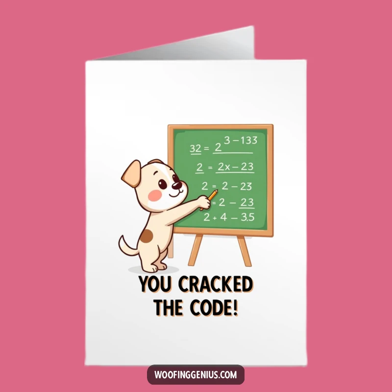 Free Printable Congrats Card: Dog Solves Your Success Equation!