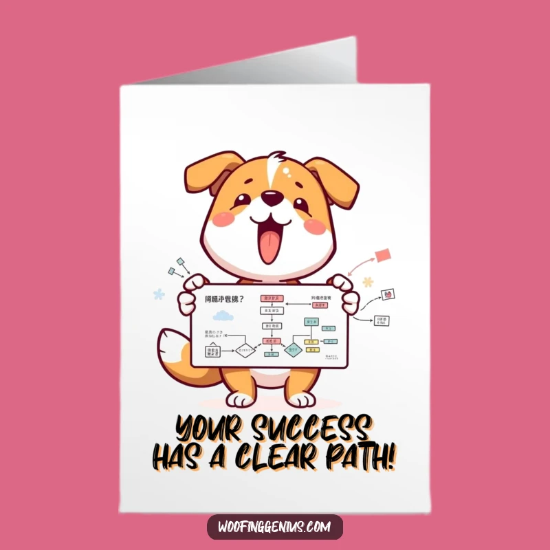 Free Printable Congrats Card: Dog's Genius Flowchart Funny Downloadable Gift for Any Achievement!