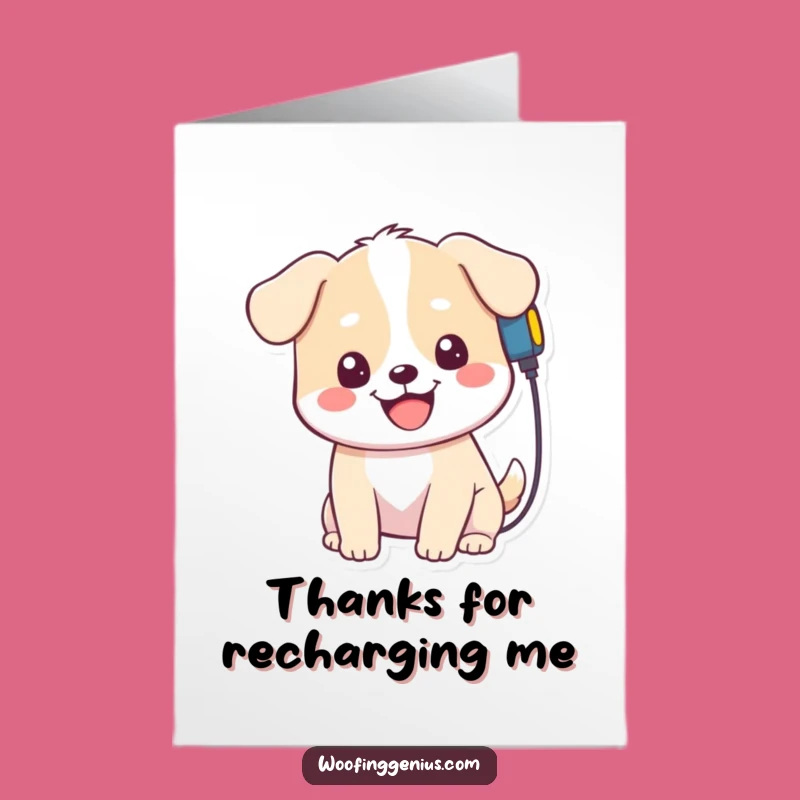 Free Printable Kawaii Dog Thank You Card: Power Up Gratitude Downloadable