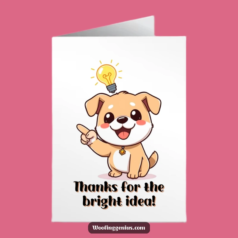 Free Printable Thank You Card: Inspired Dog With Lightbulb, Funny Downloadable Gratitude Gift