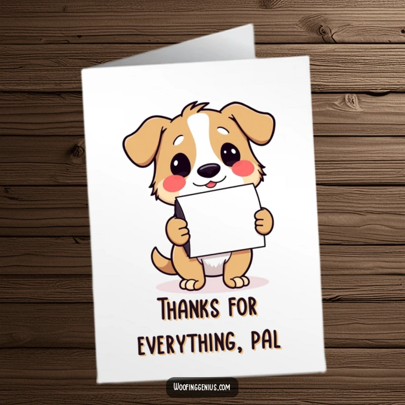 Funny Free Printable Thank You Card: Dog with a knowing wink offers colorful notecards as a thank you gesture.