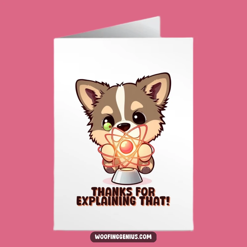 Free Printable Thank You Card: Dog & Atom Model, Quirky Downloadable Gift