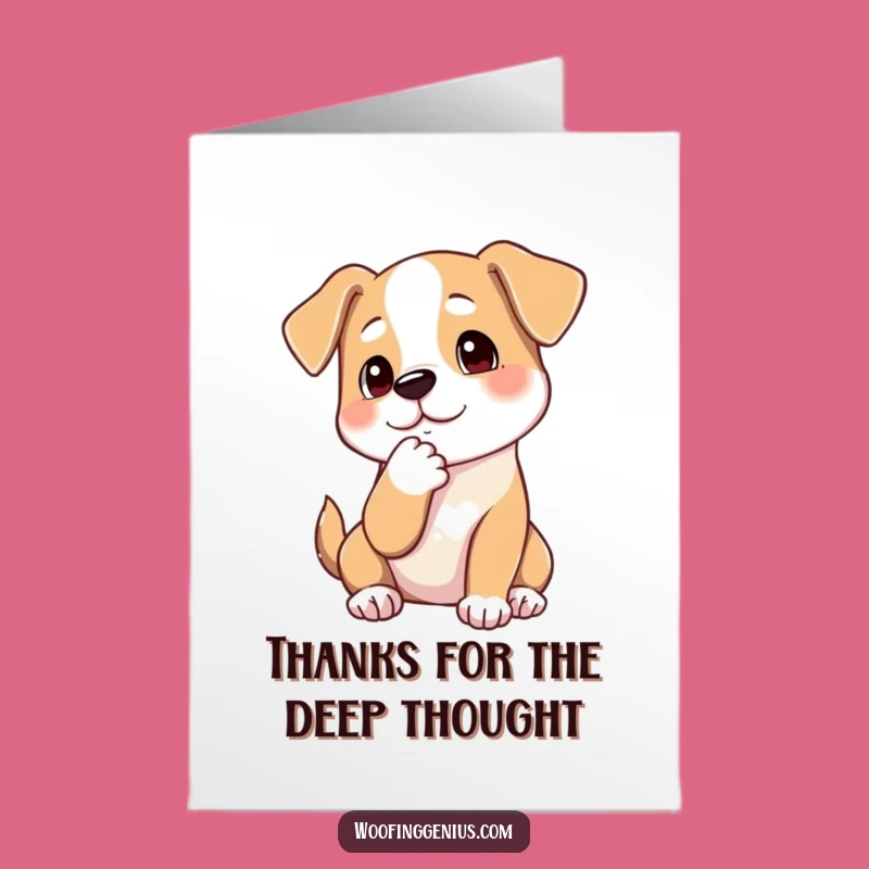 Free Printable Contemplative Dog Thank You Card: Pondering Paw Funny Downloadable Gift