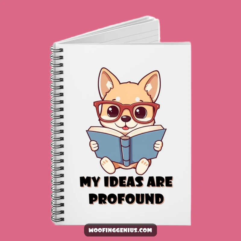 Funny Bookish Dog Notebook - Oversized Glasses, Journal for Smart Ideas Gift