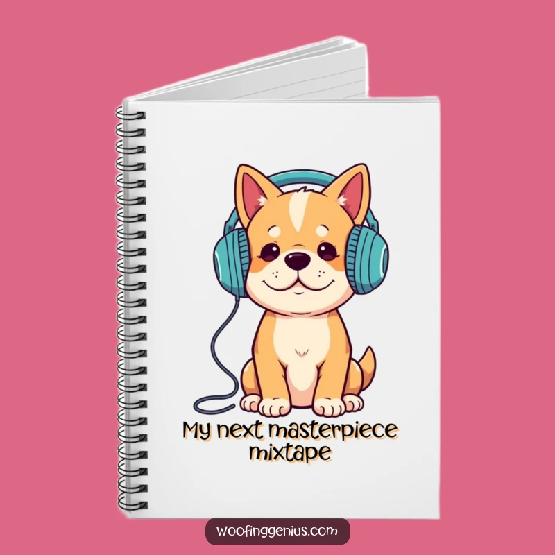 Funny Dog Notebook - Music Lover's Journal With Headphones - Creative Gift