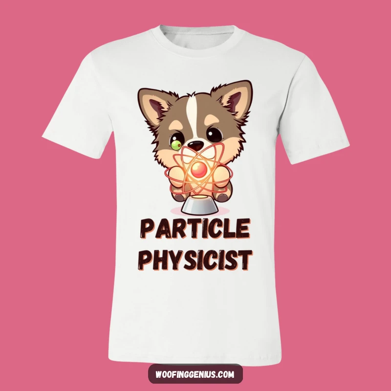Funny Dog T-Shirt: Curious Scientist Canine, Atom Model Exploration Tee