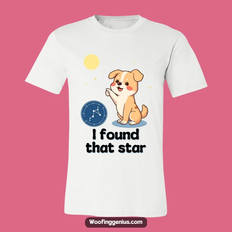 Funny Dog T-Shirt: Dramatic Canine Astronomer Points to the Constellation