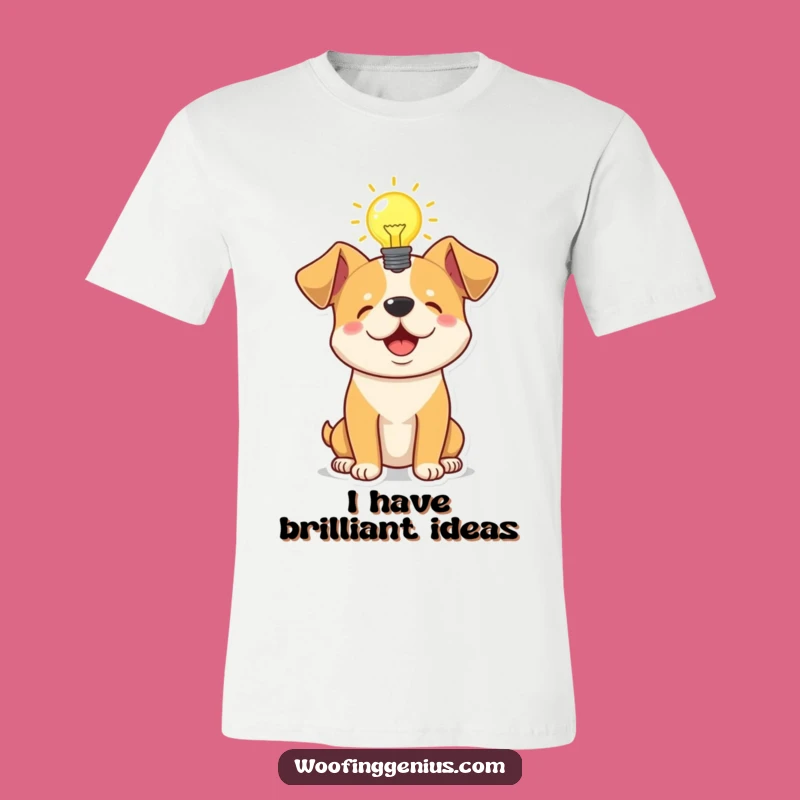 Funny Idea Dog T-Shirt - Lightbulb Moment, Clever Pup Graphic Tee Gift