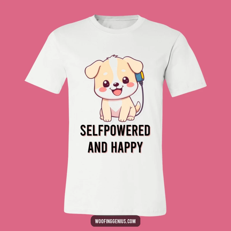 Funny Kawaii Dog T-Shirt: Self-Charging Humor Tee, Perfect Funny Gift