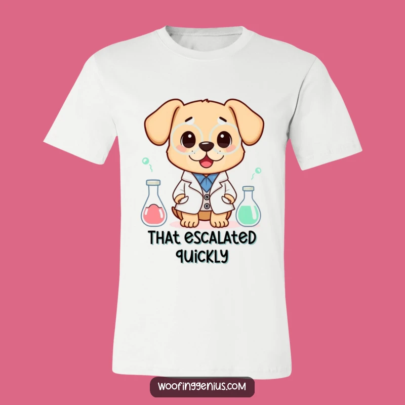Funny Mad Scientist Dog T-Shirt - Lab Reaction Tee