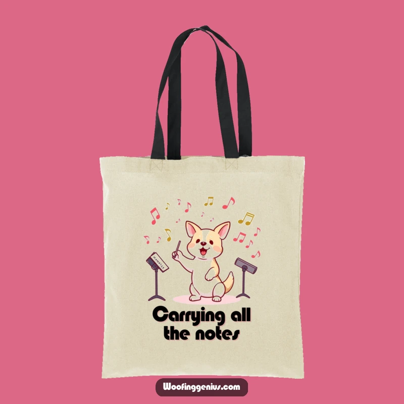 Funny Dog Conductor Tote Bag - Carry Your Tunes in Style, Perfect Funny Gift