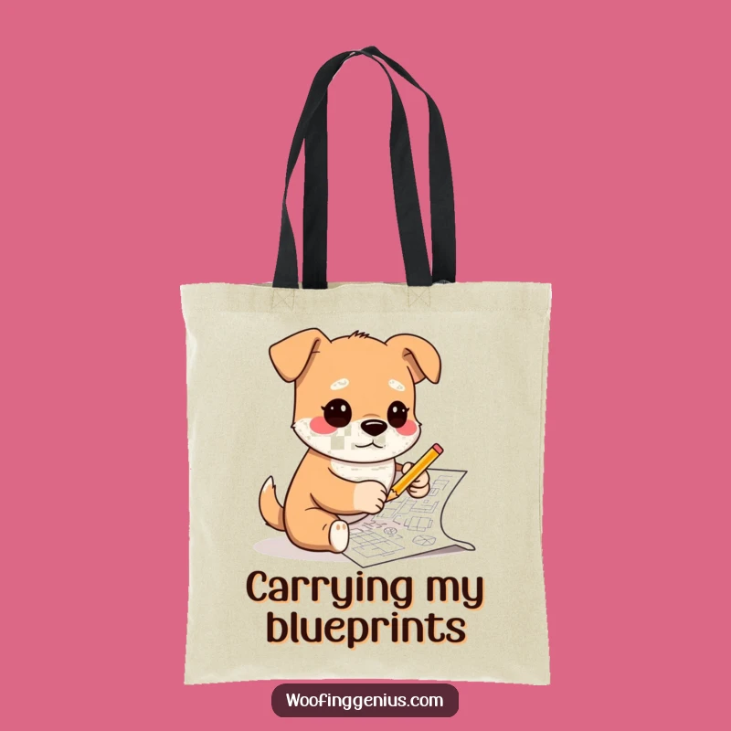 Funny Architect Dog Tote Bag - Carry Your Designs in Style