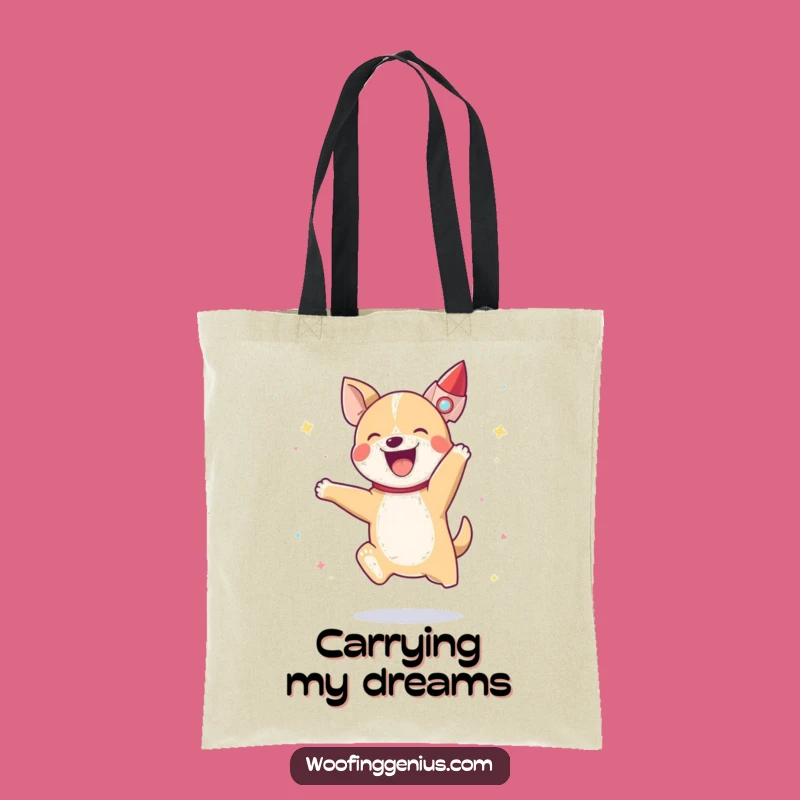 Funny Joyful Dog Rocket Tote Bag, Carry Your Dreams With This Hilarious Blast-Off Bag